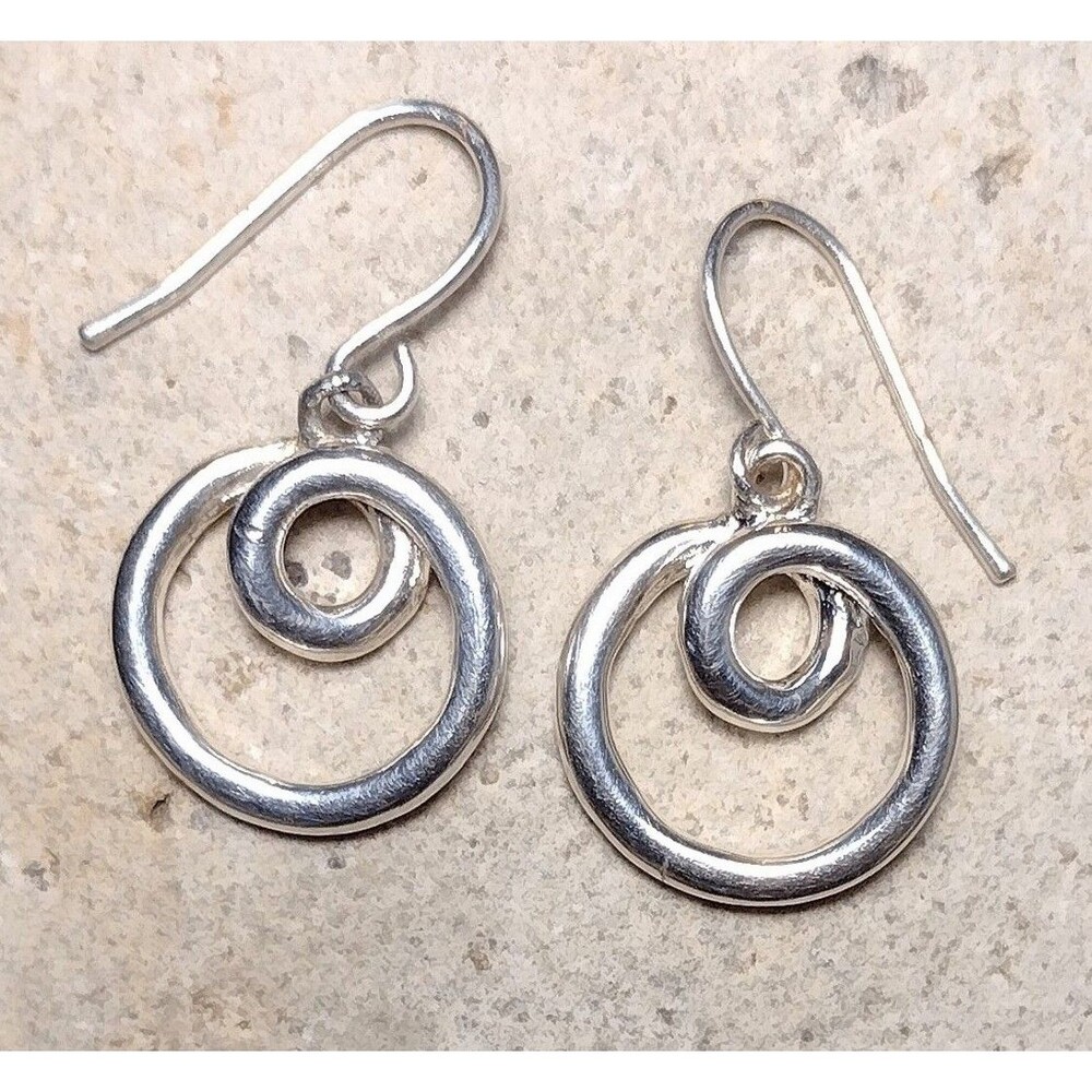 Sterling Silver Curly Q Hoop Dangle Earrings